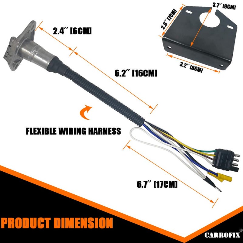 CARROFIX محول توصيل مقطورة CARROFIX 4 طرق مسطح إلى 6 قطب دائري مع موصل 6 طرق مع حامل تثبيت - Image 4